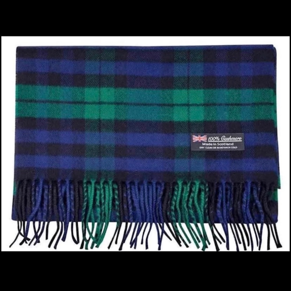 Blue & Green Plaid Cashmere Scarf